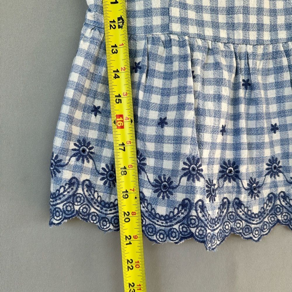 Blue Rain Blue and White Gingham Embroidered Peplum Cami Top - Picture 4 of 7